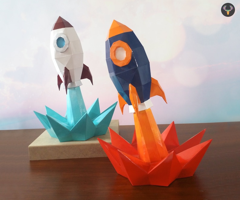 Rocket Papercraft DIY Paper Rocket Model Lowpoly Etsy Hong Kong