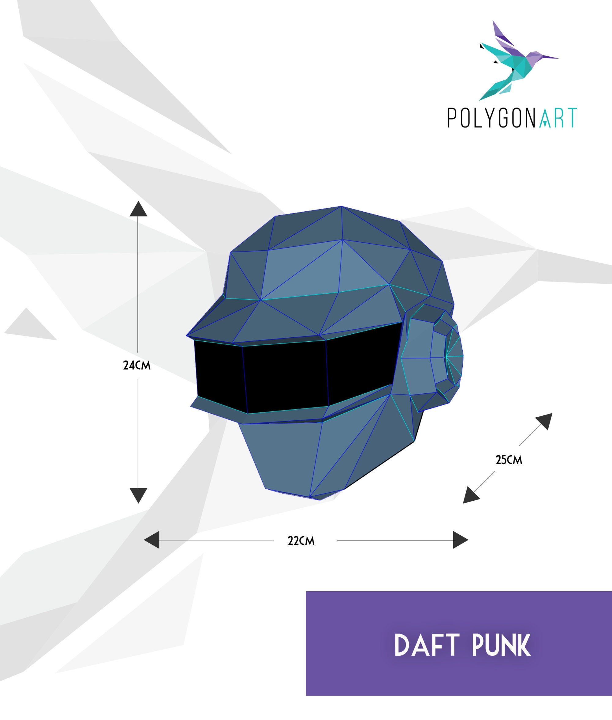 Daft Punk Helmet Papercraft 3d, Diy Mask Paper Digital Template ...