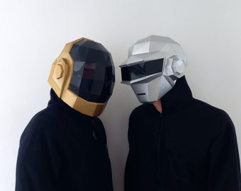 Daft punk mask Papercraft 3d costume low poly musical diy paper craft, helmet daft punk cosplay diy origami paper mask party template gift