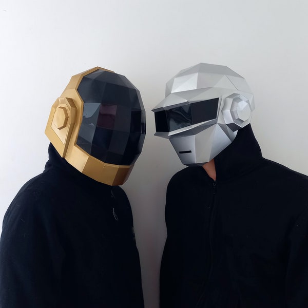 Daft Punk-Maske, Papercraft, 3D-Kostüm, Low-Poly-Musik, DIY-Papierhandwerk, Helm, Daft-Punk-Cosplay, DIY-Origami-Papiermaske, Party-Vorlage, Geschenk