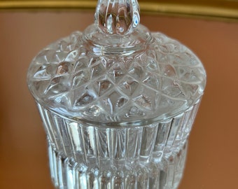 Vintage Avon Small Crystal Glass Candy Dish with Lid