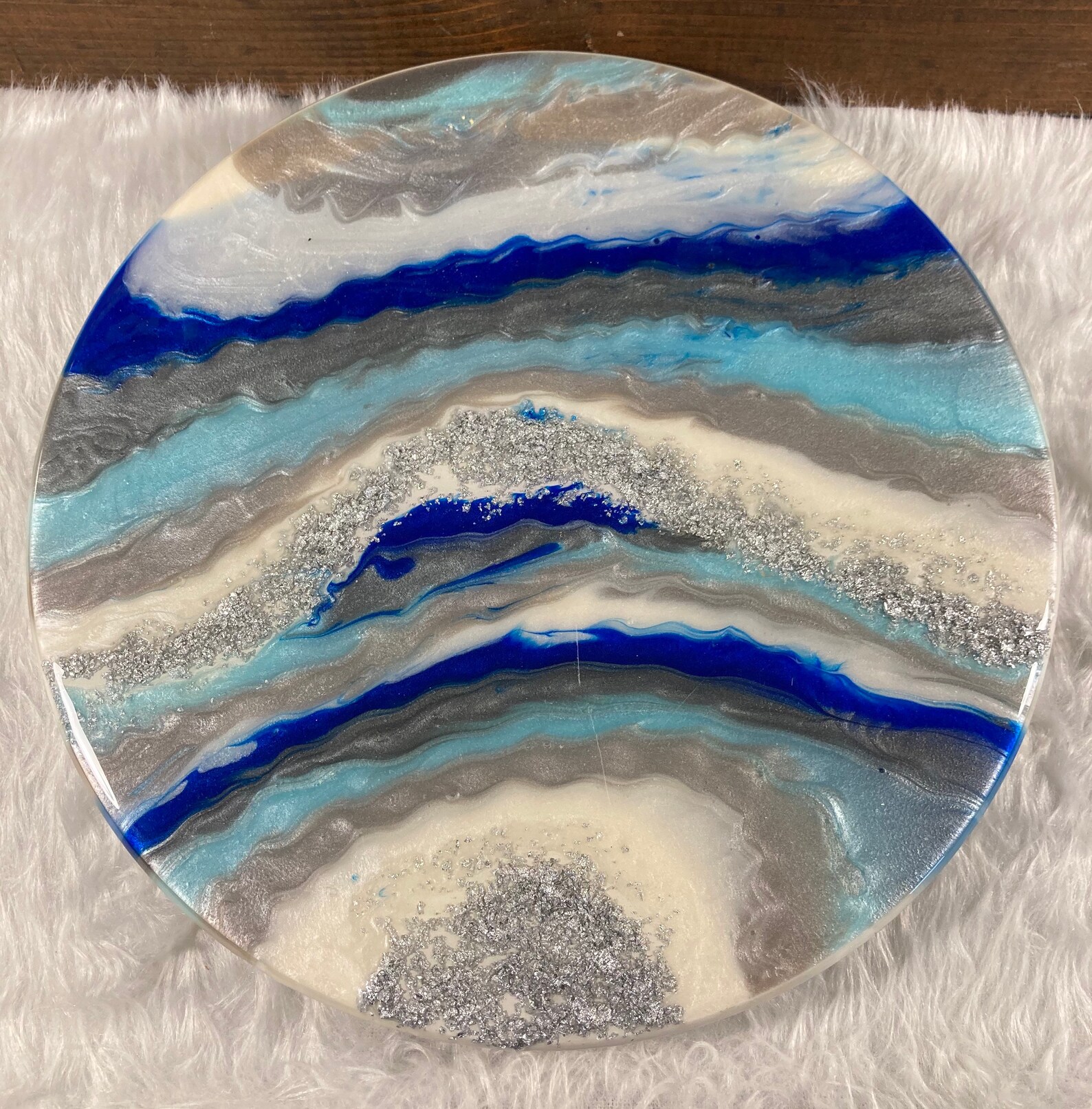 Faule Susan abstarct Kunst in Blues Grau Silber & weiß mit | Etsy