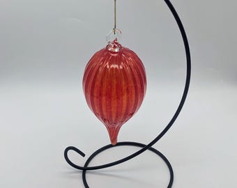 Hand Blown Glass Ornament - Red Spire, Christmas Decoration