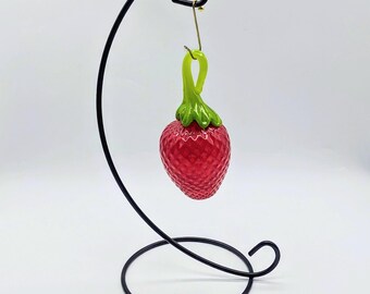 Hand Blown Glass  Strawberry Ornament, Christmas Decoration