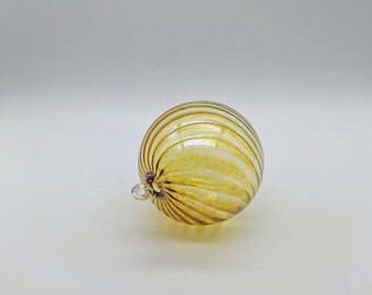 Hand Blown Glass Ornament - Gold swirl, Christmas Decoration