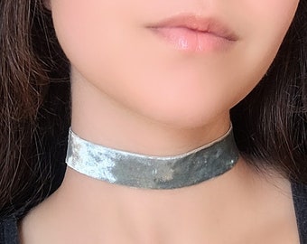 Mintgrüner Samt Choker, Fairycore Halskette, Salbei Grün Breit Choker, Pastell Fee Grunge, Feen Halskette, Cottagecore Schmuck