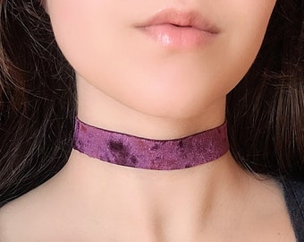 Burgundy Velvet Choker Necklace, Wide Choker, Whimsigoth Jewelry, Dark Red Gothic Jewelry, Goth Necklace