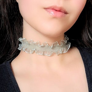 Mint Green Ruffle Choker, Fairycore Frilly Choker, Pastel Green Victorian Necklace, Dainty Kawaii Necklace, Sweet Lolita Fashion