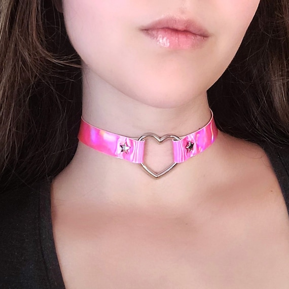 Schillerndes Herz Choker Halsband, Irisierendes Herz O Ring Choker, Kawaii  Stern Halskette, Decora Harajuku Fashion, Cyberpunk Rave Kandi - Etsy.de
