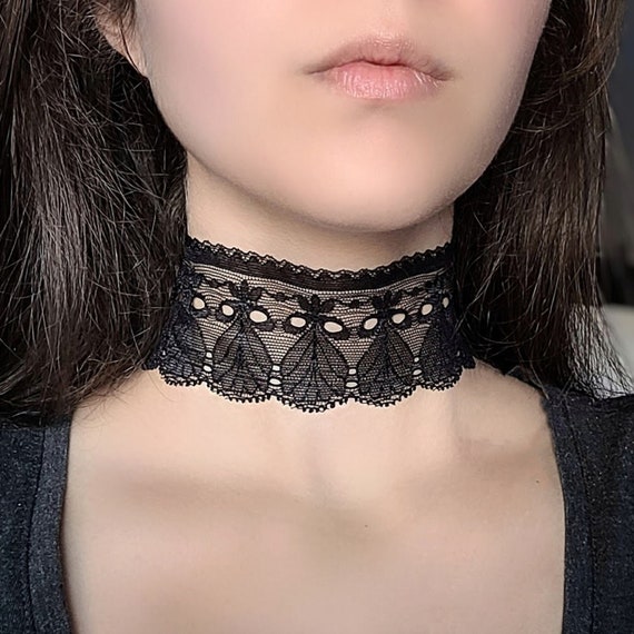Black Lace Choker Necklace Black Lace Gothic Choker Steampunk Lace Necklace  Victorian Lace Choker Necklace 