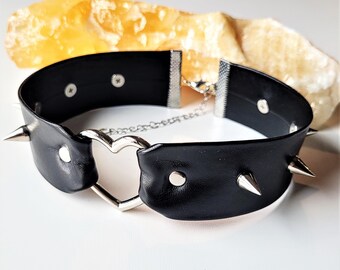 Punk Leder O Ring Anhänger Choker Halskette Gürtel Kragen Kette Gothic Jewe QQZ