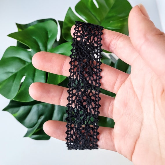 Wide Black Lace Choker Boho Crochet Adjustable Necklace Gothic Jewelry