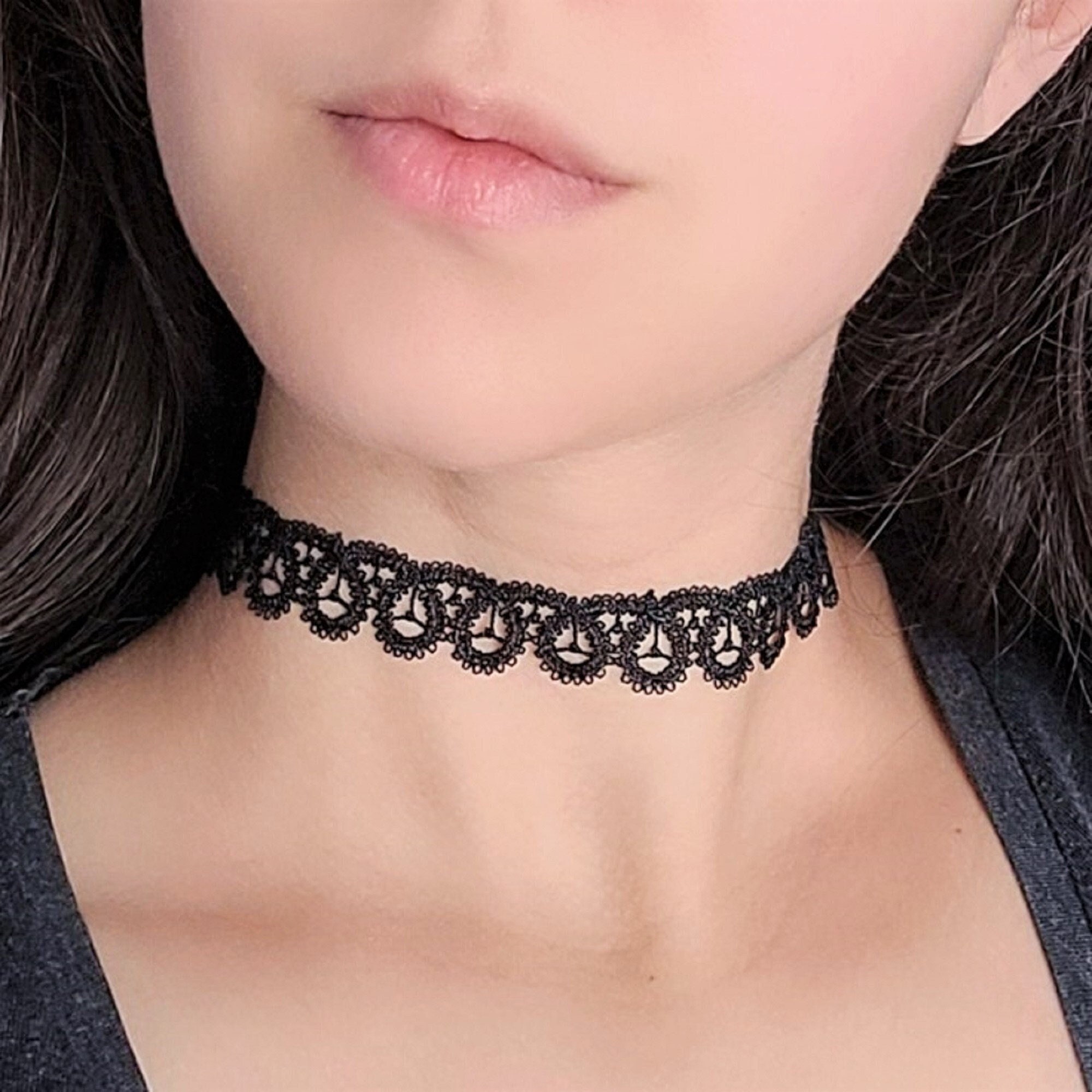 Trasfit 10 Pieces Lace Choker Necklace for Women Girls, Black Classic  Velvet Stretch Punk Gothic Tattoo Lace