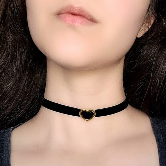 Goth Neck Chain Necklaces - Black Velvet Choker Necklace Women Aesthetic  Jewelry