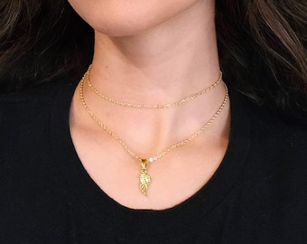 Gold Angel Wing Necklace, Thin Dainty Chain Choker Layered Necklace, Guardian Angel Necklace, Angelcore Jewelry