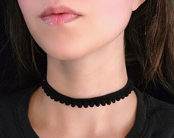 Black Pompom Choker, Kidcore Kawaii Puffy Pom Pom Necklace, Sweet Lolita Fashion, Unique Black Choker, Decora Harajuku Layering Jewelry