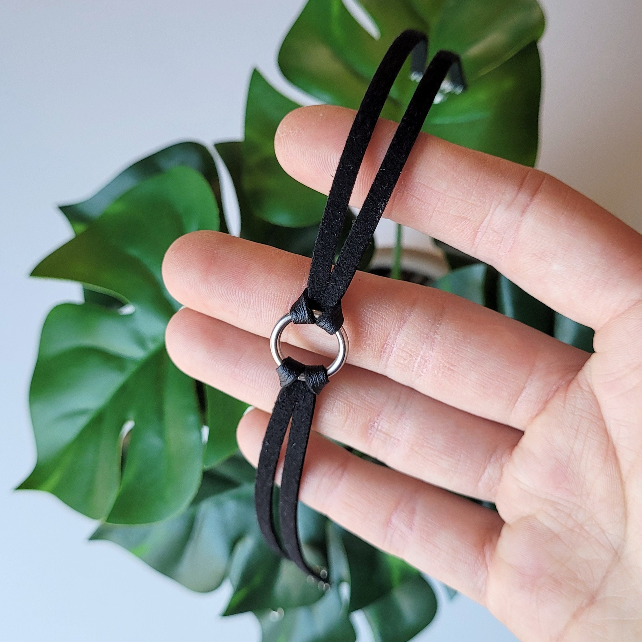 Small Black O Ring Choker Gothic Thin Vegan Leather Collar Etsy