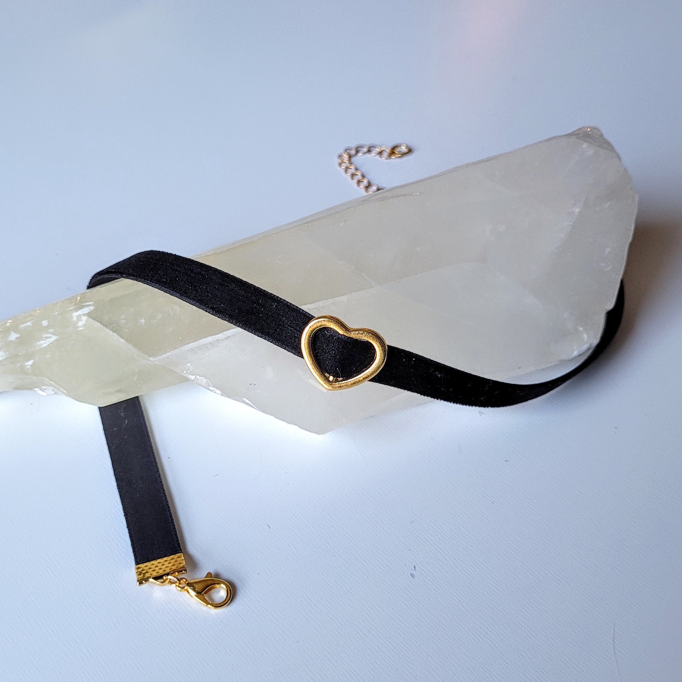 Collana Choker Donna A Cuore In Velluto Nero | Girocollo Gotico Regolabile | Ciondolo Grande | Stile Y2K | 145 Cm