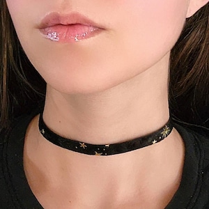 Black Velvet Choker, Constellation Star Necklace, Blue Whimsigoth Necklace, Gothic Jewelry, Starry Teal Goth Choker