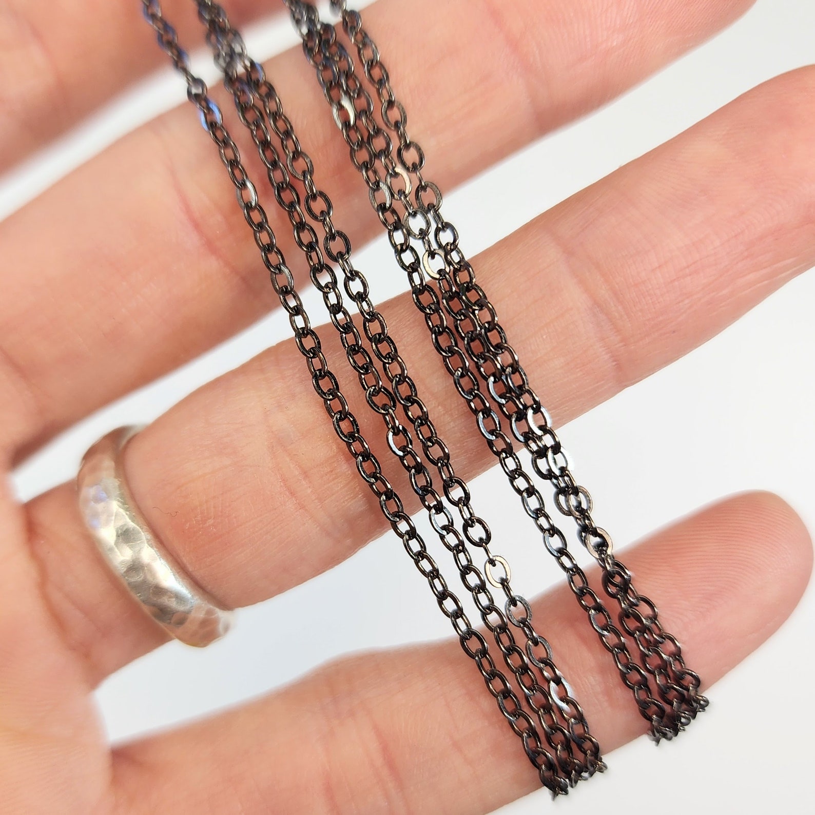 Layered Necklace, Goth Thin Black Chain Choker, Delicate Minimalist ...