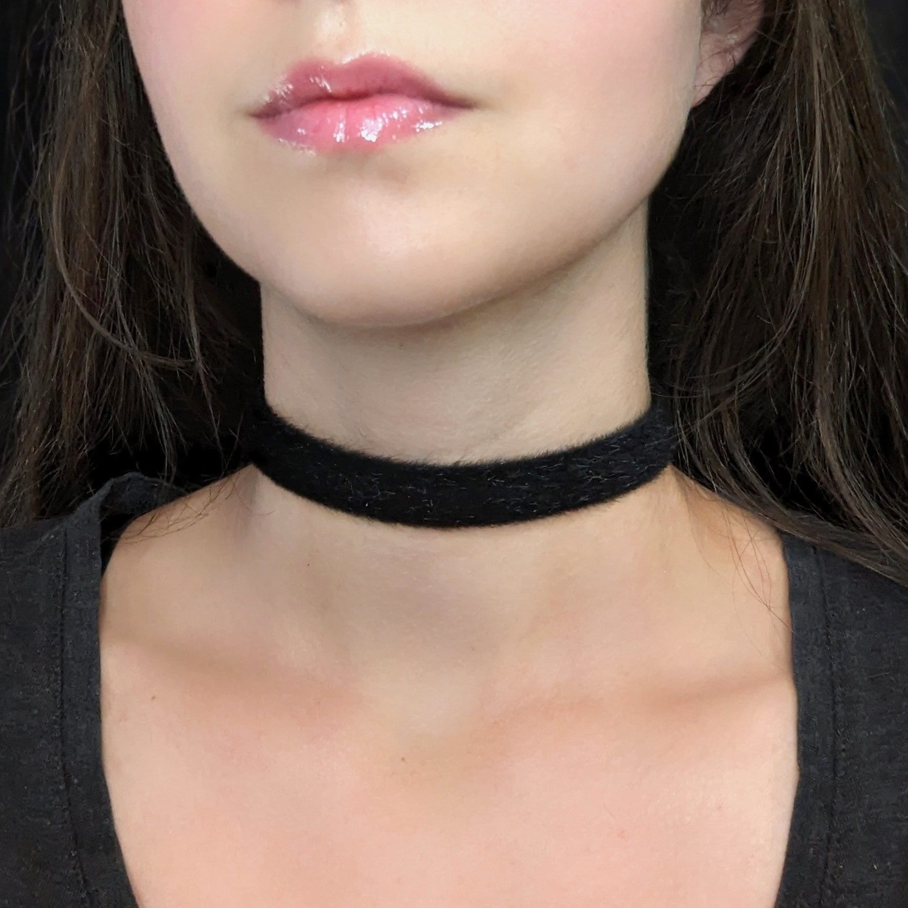Black Fur Choker, Faux Fur Collar Necklace, Velvet Gothic Choker