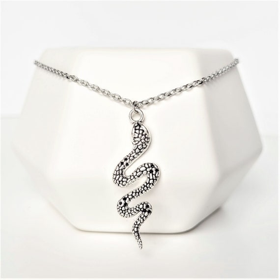 Silver Snake Necklace, Snake Jewelry, Small Chain Choker, Serpent