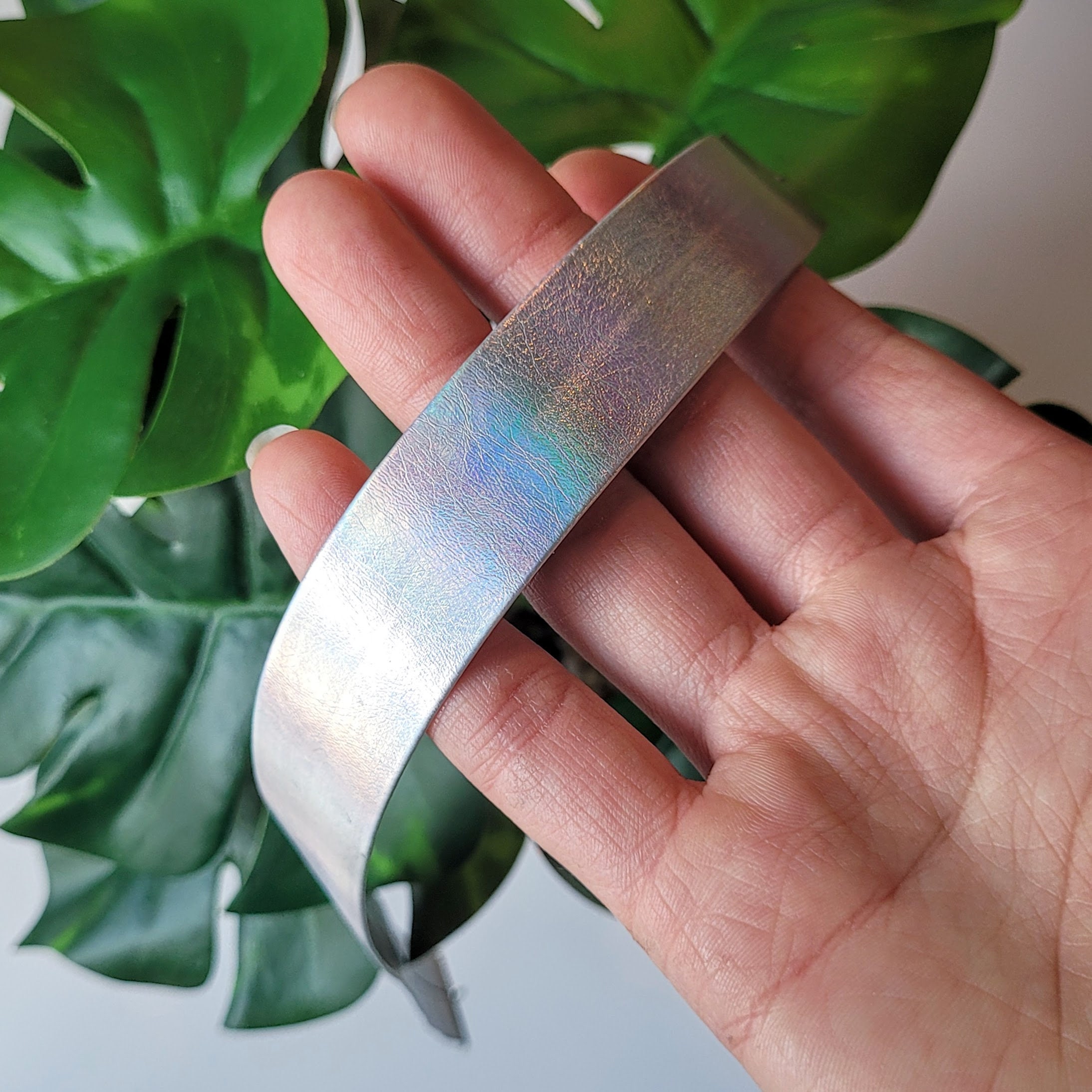 Cyberpunk Leather Choker, Iridescent Holographic Choker, 90s