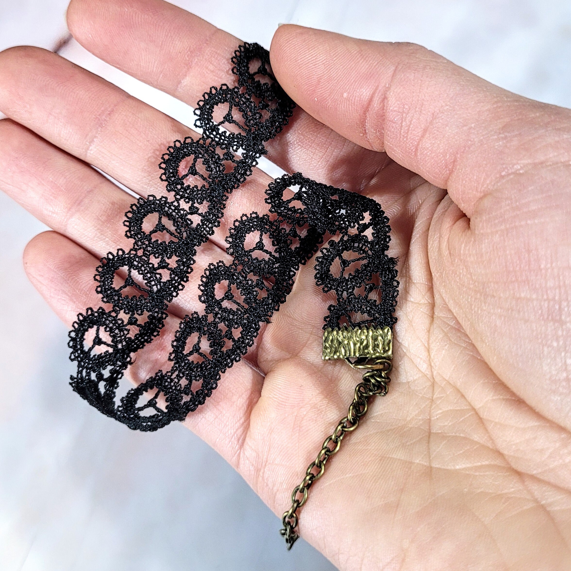 Allereyae Vintage Black Lace Choker Necklace With Teardrop Crystal - Gothic Victorian Jewelry For Women - View #8