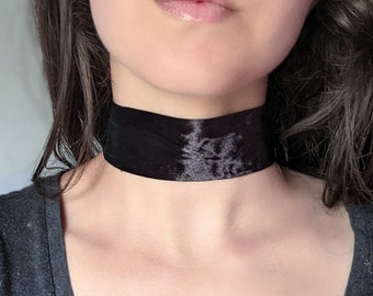 90s Grunge Wide Choker Collar Gothic Black Velvet Whimsigoth Jewelry, Emo Alternative Jewelry