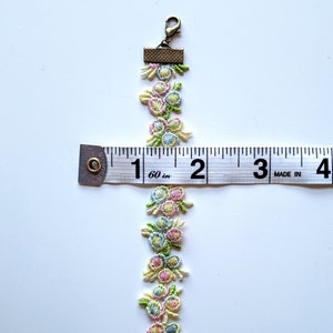 Floral Lace Choker, Whimsical Necklace, Pastel Pink Rose Embroidery, Blue Flower Necklace, Fantasy Fairycore Jewelry image 5