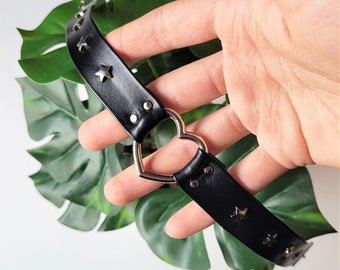 Collare In Pelle PU A Forma Di Cuore – Stile Goth E Punk, Choker Regolabile 41x1,8 Cm, Per Donna E Uomo