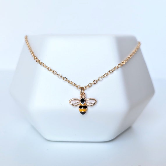 Tiny bee necklace deals