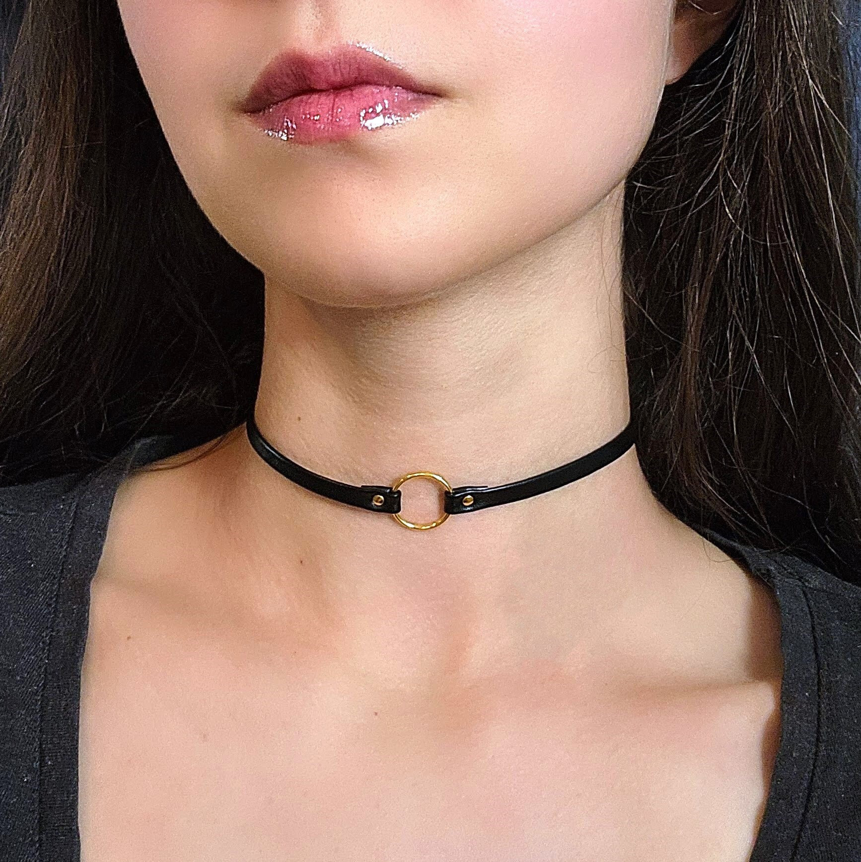 Halloween Choker Necklace Leather Choker Thin Black Choker Women's