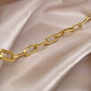 Gold Link Bracelet, Gold Oval Chain Link Bracelet, Paperclip Bracelet, Minimal Chain Bracelet for Layering
