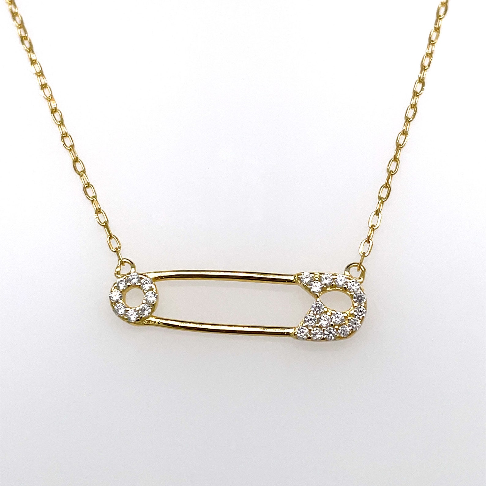 Gold Pin Necklace Clothing Pin Necklace Sterling Silver Etsy Australia