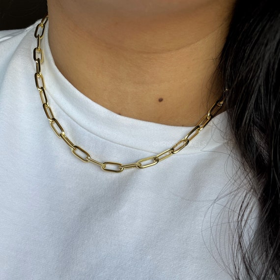 Gold Oval Link Chain, Gold Oval Chain Necklace Necklace, 18inch