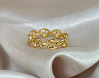 アクセサリー marine chain ring/ lui jewelry Link Chain Ring, Mariner Ring, Puff Mariner Band, Gold