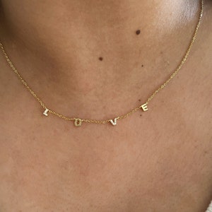 Liebe Halskette, Liebesbrief Halskette, Buchstabe Halskette, Initial Halskette, L O V E Kettenhalskette, Liebe Diamant Halskette