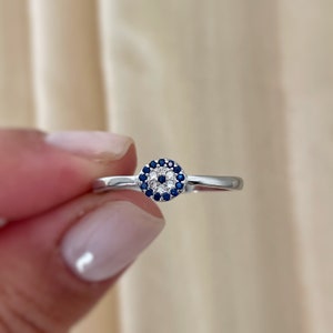 14k Evil Eye Ring, Stackable Ring, Evil Eye Ring, Real Gold Mini Eye Band, Gift Ring, Stacking Minimalist Ring, Eye Ring 14k Gold