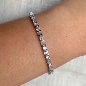 Baguette Tennis Bracelet, Baguette Tennis Bracelet, Sterling Silver, Minimalist Bracelet, Bridal Jewelry Baguette Bracelet