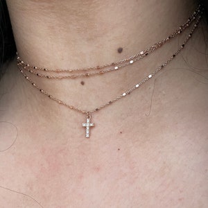 Rose Gold Layered Cross Choker, 3 Layer Necklace, Rose Gold Choker, Sterling Silver, Rose Gold Vermeil, Cross Necklace