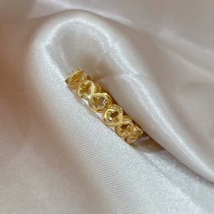 Clover Ring, Clover Cut Out Ring, Flower Band, Gold Vermeil, Minimalist Ring, Stacking Ring
