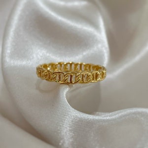 Link Chain Ring, Mariner Ring, Mariner Band, Gold Vermeil, DNA Ring