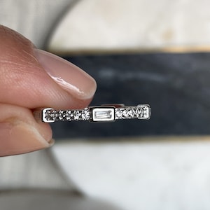 Baguette EternityBand, Sterling Silver Baguette Ring, Dainty Baguette Ring, Stacking Band