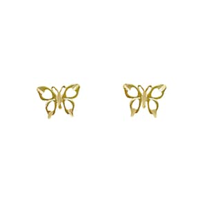 Butterfly Stud Earrings - Solid 14k Gold