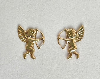 Cupid Earrings - Cupid Studs - Solid 14k Gold