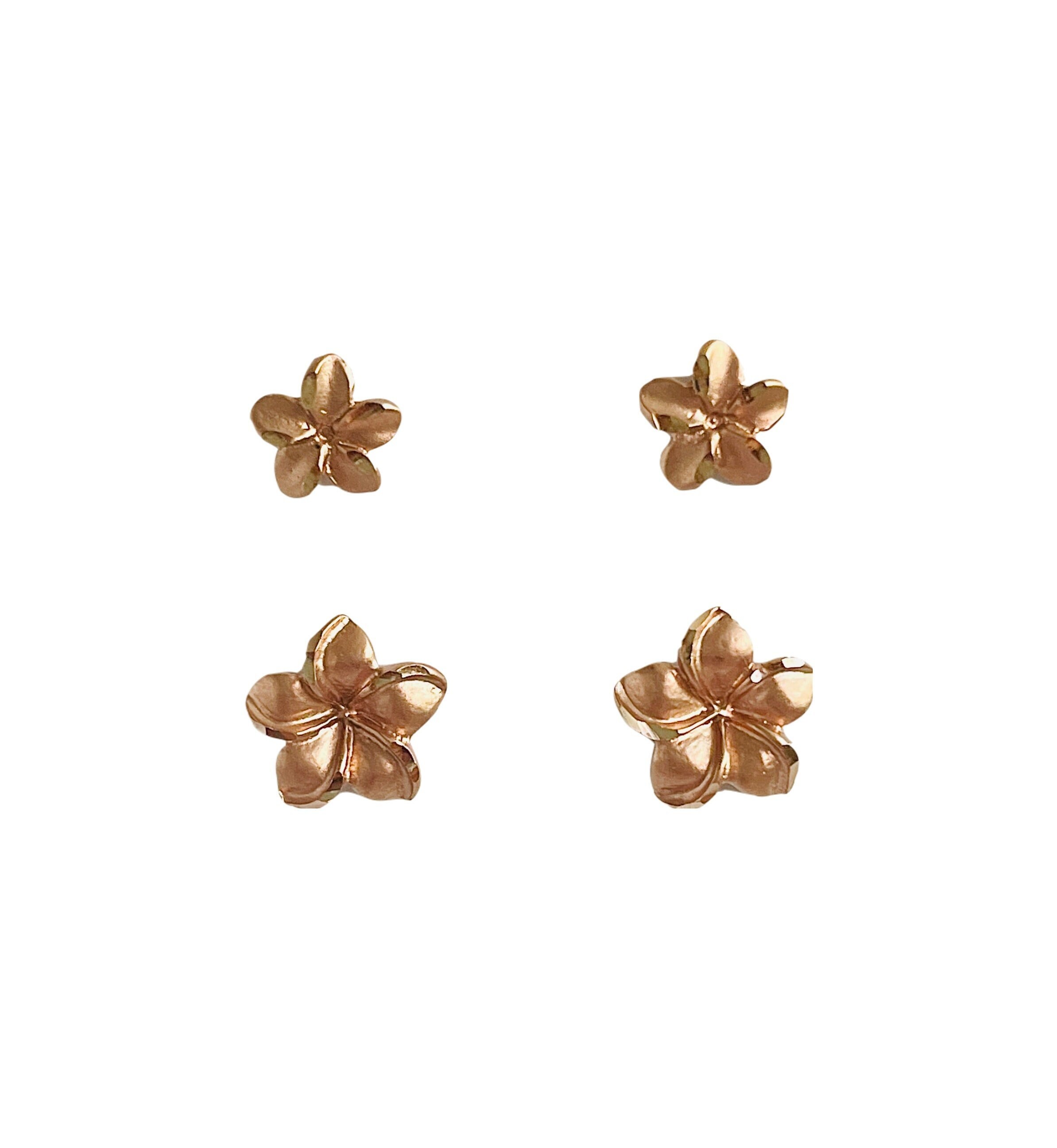 Hawaiian Plumeria Flower Stud Earring - 14k Rose Gold - Etsy