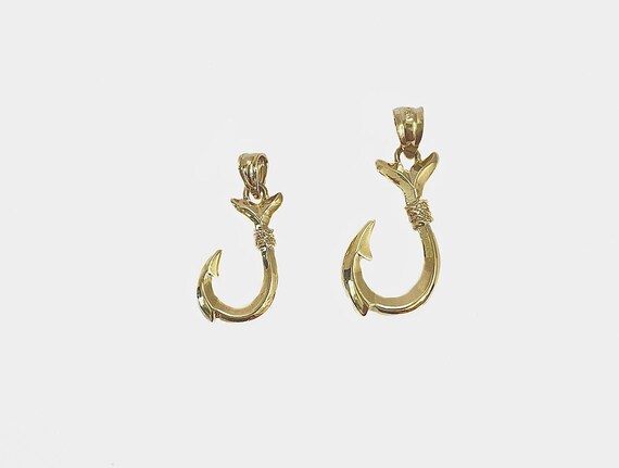 Hawaiian Fish Hook Pendant Solid 14k 