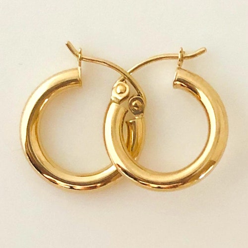 14K Solid Gold Circle Earrings Circle Stud Earrings Hoop - Etsy