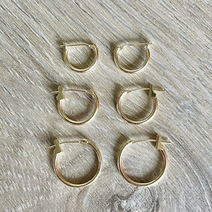 1.25mm Thick Hoop Earrings - Solid 14k Yellow Gold